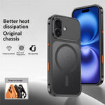 For iPhone 16 Magnetic Case Heat Dissipation Snap-On Metal + PC Phone Cover