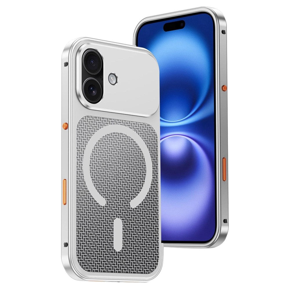 For iPhone 16 Magnetic Case Heat Dissipation Snap-On Metal + PC Phone Cover