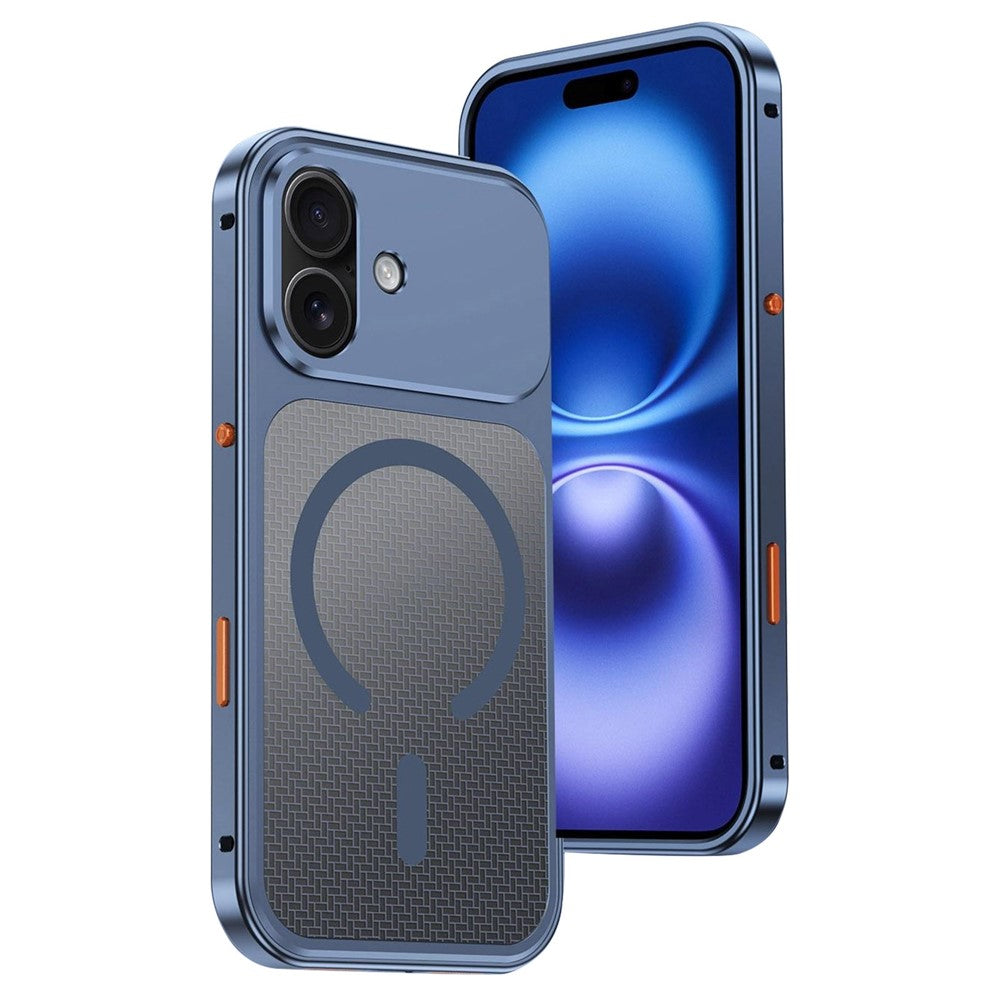 For iPhone 16 Magnetic Case Heat Dissipation Snap-On Metal + PC Phone Cover