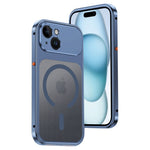 For iPhone 15 Magnetic Case Heat Dissipation Snap-On Metal + PC Phone Cover