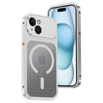 For iPhone 15 Magnetic Case Heat Dissipation Snap-On Metal + PC Phone Cover