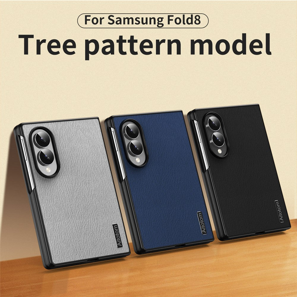 For Samsung Galaxy Z Fold8 Case Wood Texture PU Leather Coated PC TPU Phone Cover