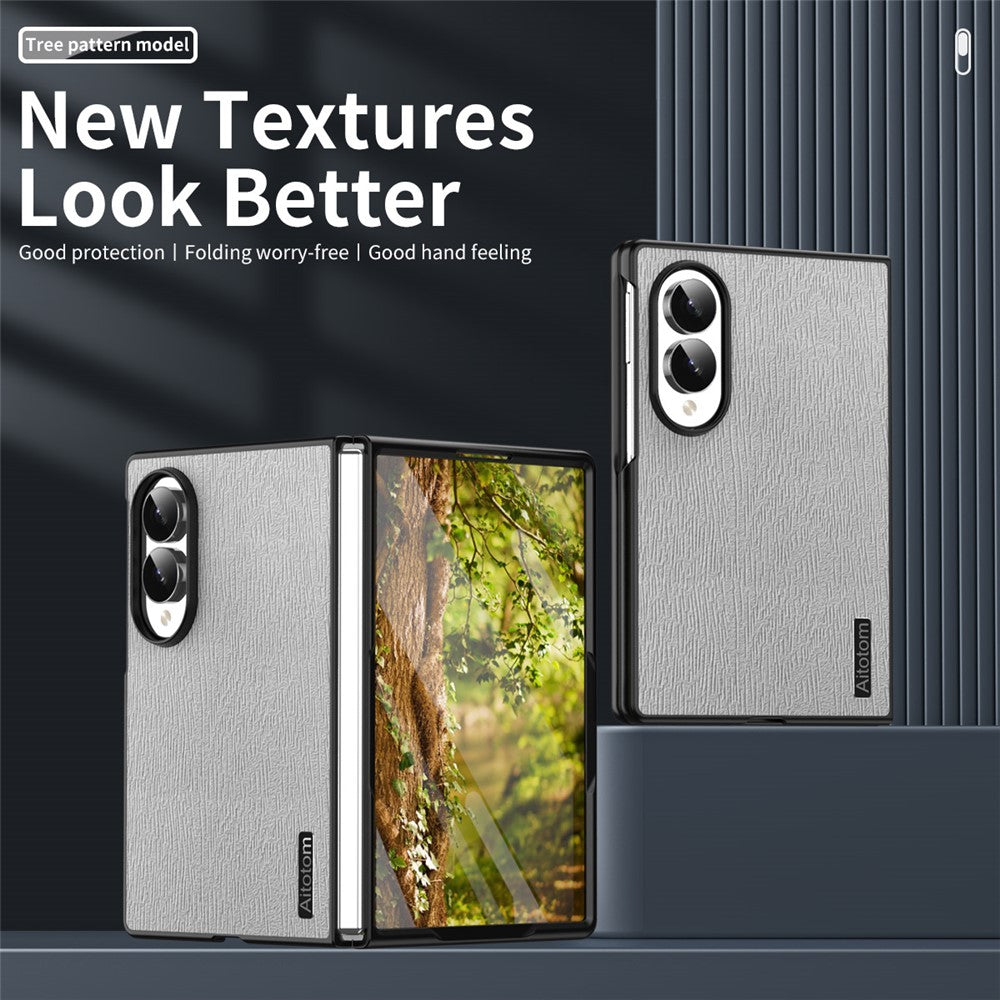 For Samsung Galaxy Z Fold8 Case Wood Texture PU Leather Coated PC TPU Phone Cover