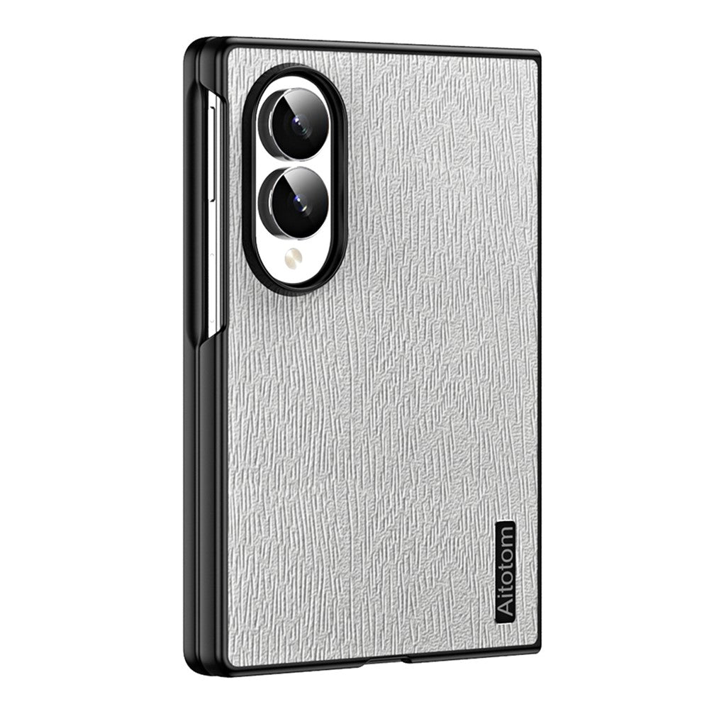 For Samsung Galaxy Z Fold8 Case Wood Texture PU Leather Coated PC TPU Phone Cover