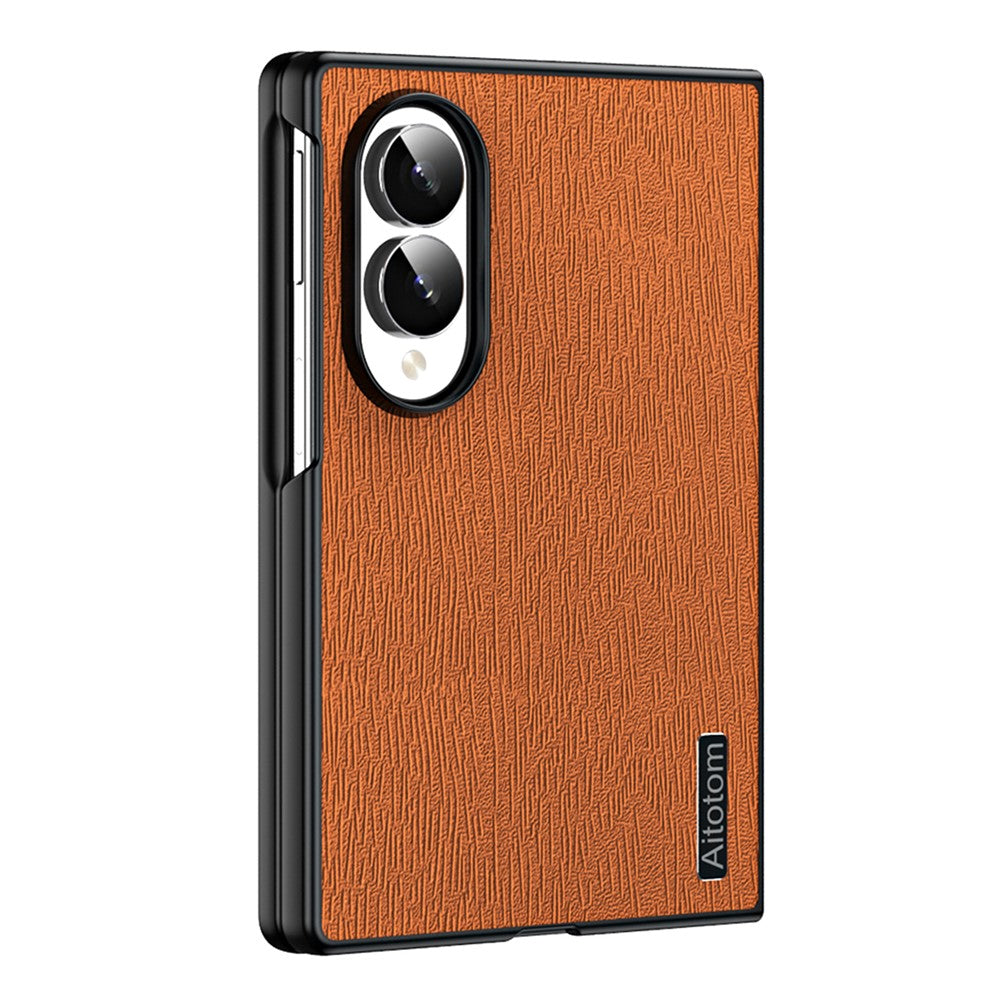 For Samsung Galaxy Z Fold8 Case Wood Texture PU Leather Coated PC TPU Phone Cover