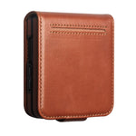 QIALINO for Samsung Galaxy Z Flip8 Case Oil-Waxed Genuine Cow Leather Flip Card Slot Phone Cover