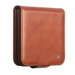 QIALINO for Samsung Galaxy Z Flip8 Case Oil-Waxed Genuine Cow Leather Flip Card Slot Phone Cover
