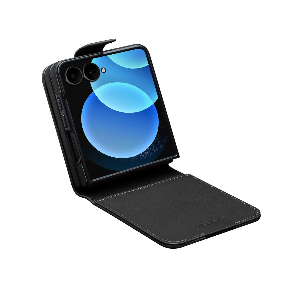 QIALINO För Samsung Galaxy Z Flip8 Fodral Korthållare Äkta Koläder Flipfodral