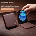 QIALINO För Samsung Galaxy Z Flip8 Fodral Korthållare Äkta Koläder Flipfodral