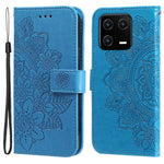 Drop-proof Phone Case Stand For Xiaomi 13 Flower Imprinting PU Leather Flip Wallet Cover with Strap