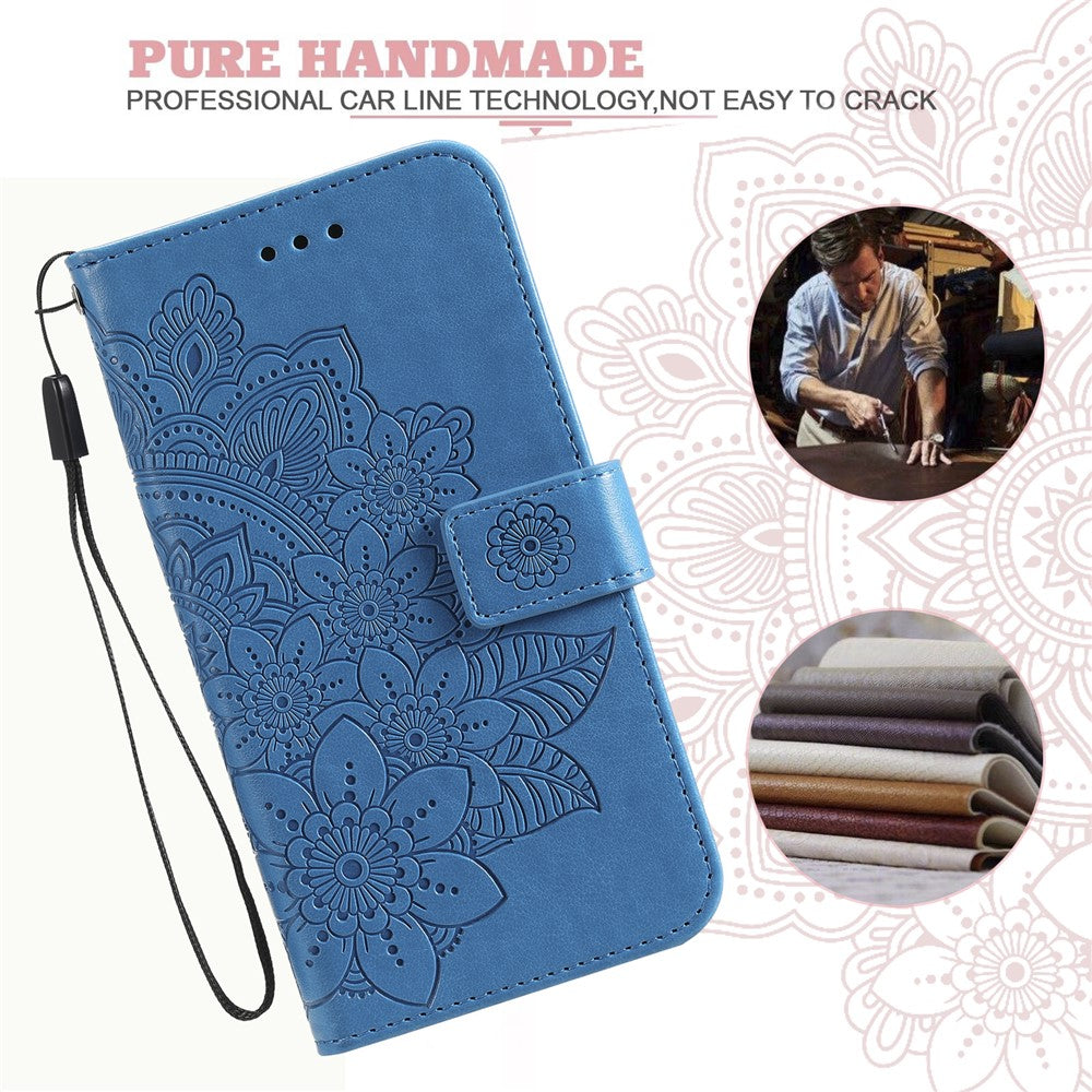 Drop-proof Phone Case Stand For Xiaomi 13 Flower Imprinting PU Leather Flip Wallet Cover with Strap
