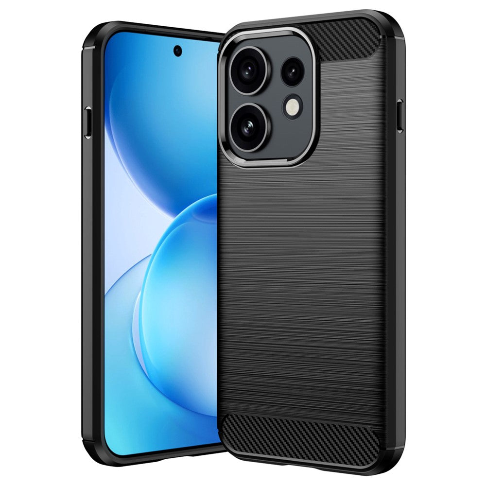 For Oppo Reno16 Pro 5G (Global) / Reno16 5G (Global) TPU Case Protective Phone Cover Carbon Fiber Texture Brushed