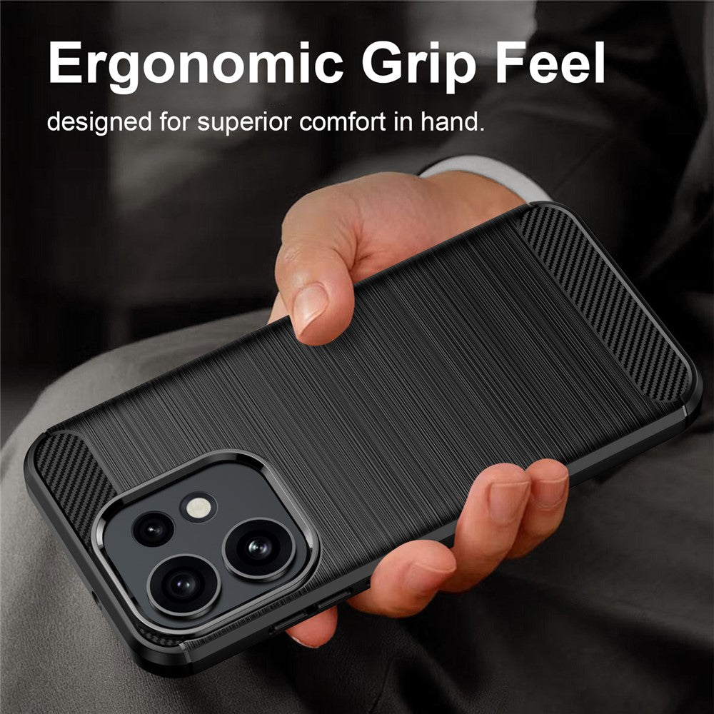For Oppo Reno16 Pro 5G (Global) / Reno16 5G (Global) TPU Case Protective Phone Cover Carbon Fiber Texture Brushed