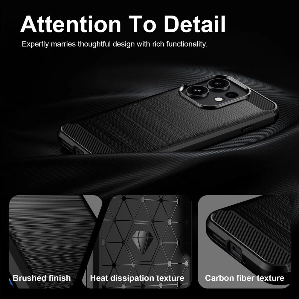 For Oppo Reno16 Pro 5G (Global) / Reno16 5G (Global) TPU Case Protective Phone Cover Carbon Fiber Texture Brushed