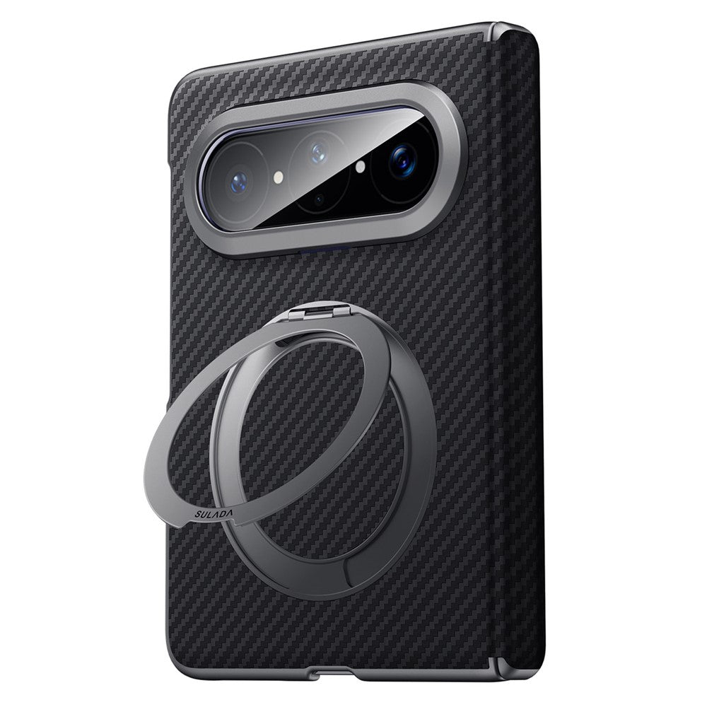 SULADA För Huawei Pura X Max Magnetiskt Skal Stativ PU + PC mobilskal Kolfiberstruktur