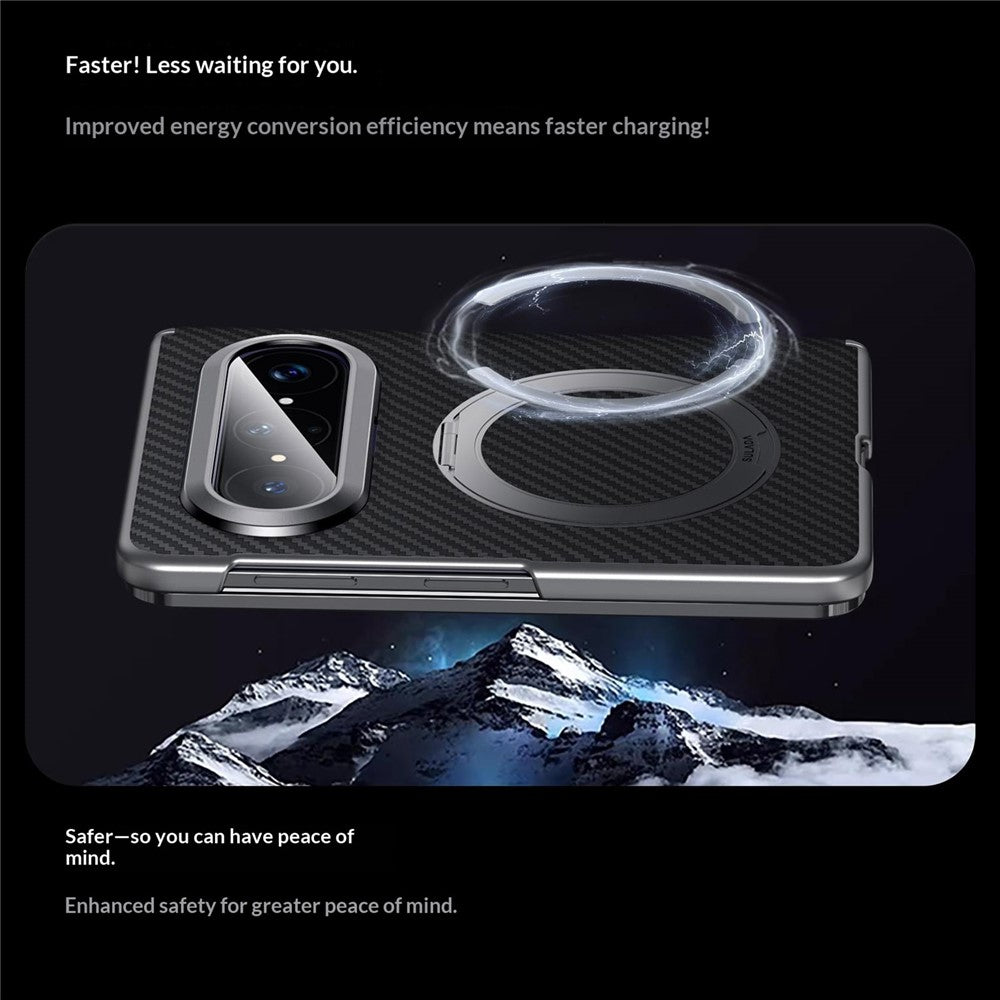 SULADA För Huawei Pura X Max Magnetiskt Skal Stativ PU + PC mobilskal Kolfiberstruktur