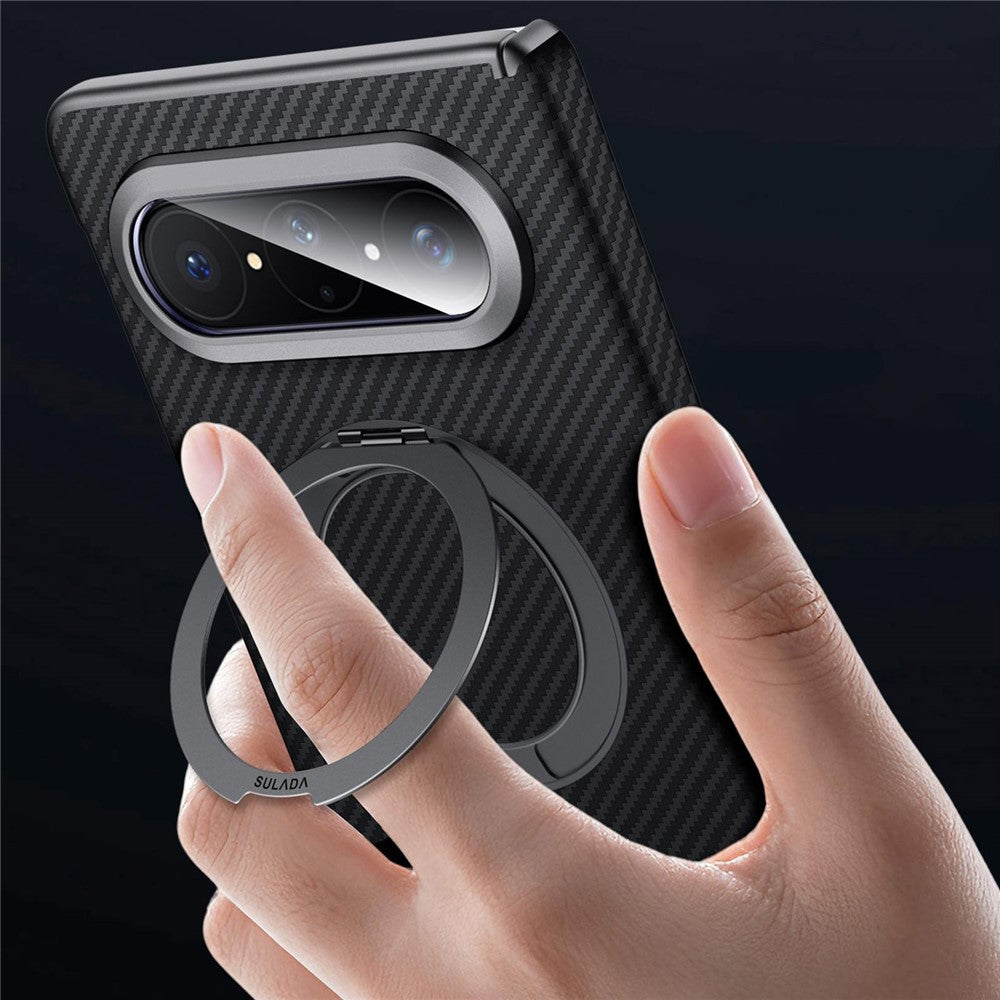 SULADA För Huawei Pura X Max Magnetiskt Skal Stativ PU + PC mobilskal Kolfiberstruktur