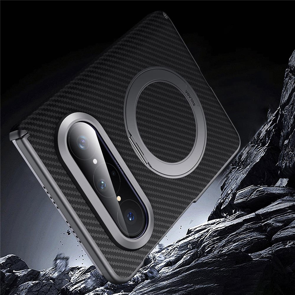 SULADA För Huawei Pura X Max Magnetiskt Skal Stativ PU + PC mobilskal Kolfiberstruktur