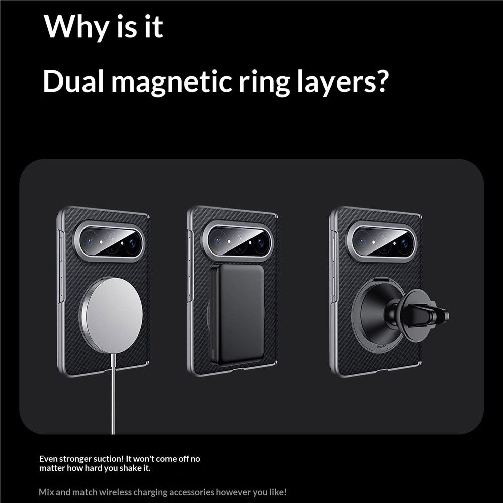 SULADA För Huawei Pura X Max Magnetiskt Skal Stativ PU + PC mobilskal Kolfiberstruktur