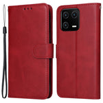 For Xiaomi 13 Anti-scratch Classic Calf Texture Phone Stand Case PU Leather Wallet Drop-proof Cover with Wrist Strap