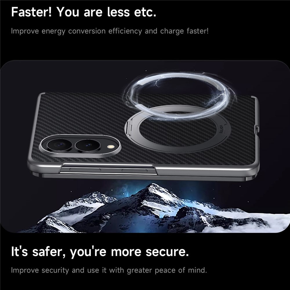 SULADA For Samsung Galaxy Z Fold8 Magnetic Case Kickstand PU + PC Phone Cover Carbon Fiber Texture