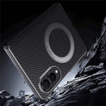 SULADA For Samsung Galaxy Z Fold8 Magnetic Case Kickstand PU + PC Phone Cover Carbon Fiber Texture
