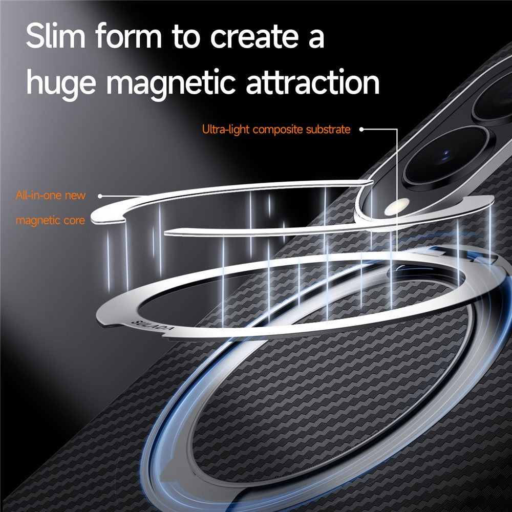 SULADA For Samsung Galaxy Z Fold8 Magnetic Case Kickstand PU + PC Phone Cover Carbon Fiber Texture