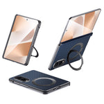 SULADA For Samsung Galaxy Z Fold8 Magnetic Case Kickstand PU + PC Phone Cover Carbon Fiber Texture