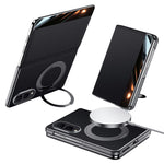 SULADA-magnetisk skal til Samsung Galaxy Z Fold8 med stativ, mobilskal i ægte okselæder med kortholder
