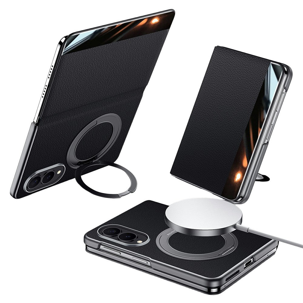 SULADA-magnetisk skal til Samsung Galaxy Z Fold8 med stativ, mobilskal i ægte okselæder med kortholder