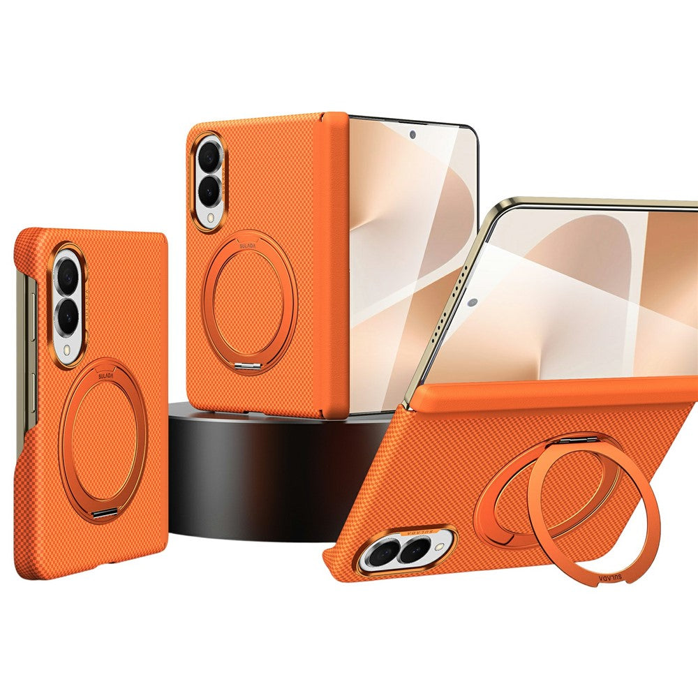 SULADA For Samsung Galaxy Z Fold8 Kickstand Magnetic Case Kevlar Grid Textured Anti Fingerprint PC Phone Cover
