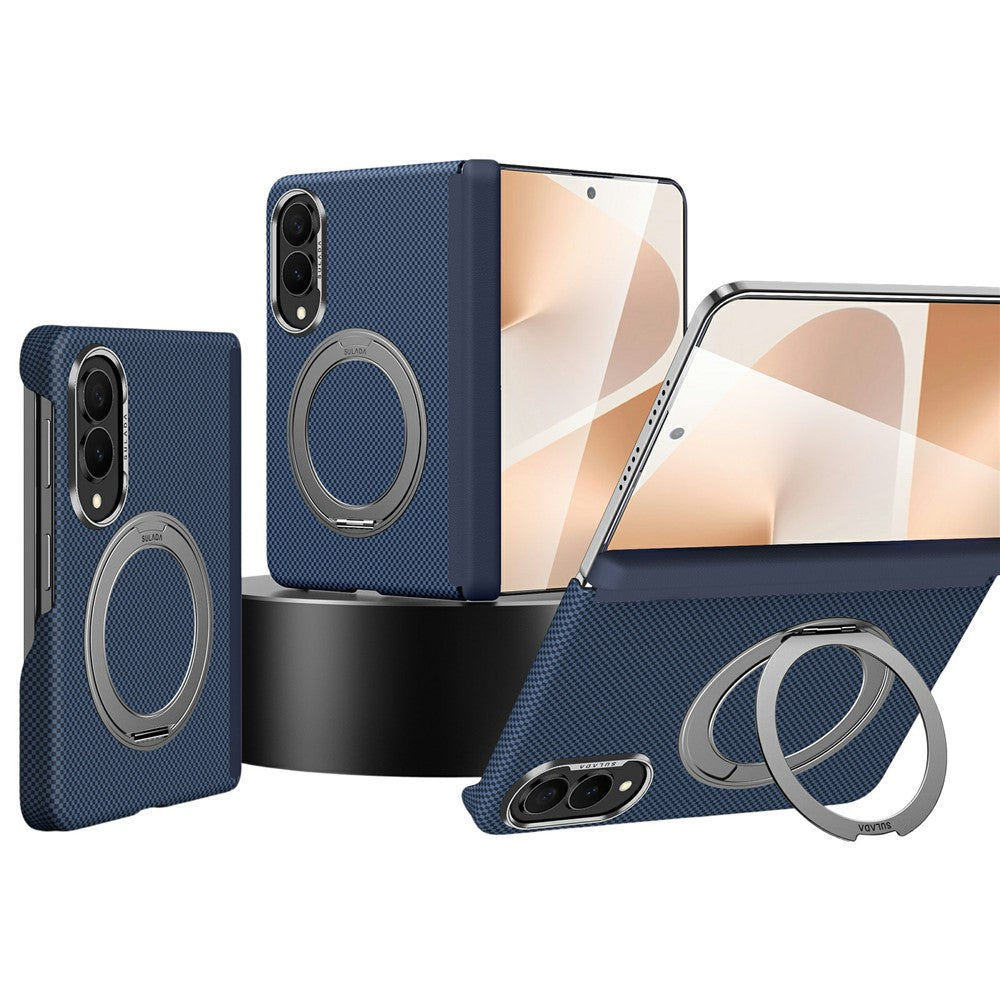 SULADA For Samsung Galaxy Z Fold8 Kickstand Magnetic Case Kevlar Grid Textured Anti Fingerprint PC Phone Cover