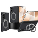 SULADA For Samsung Galaxy Z Fold8 Kickstand Magnetic Case Kevlar Grid Textured Anti Fingerprint PC Phone Cover