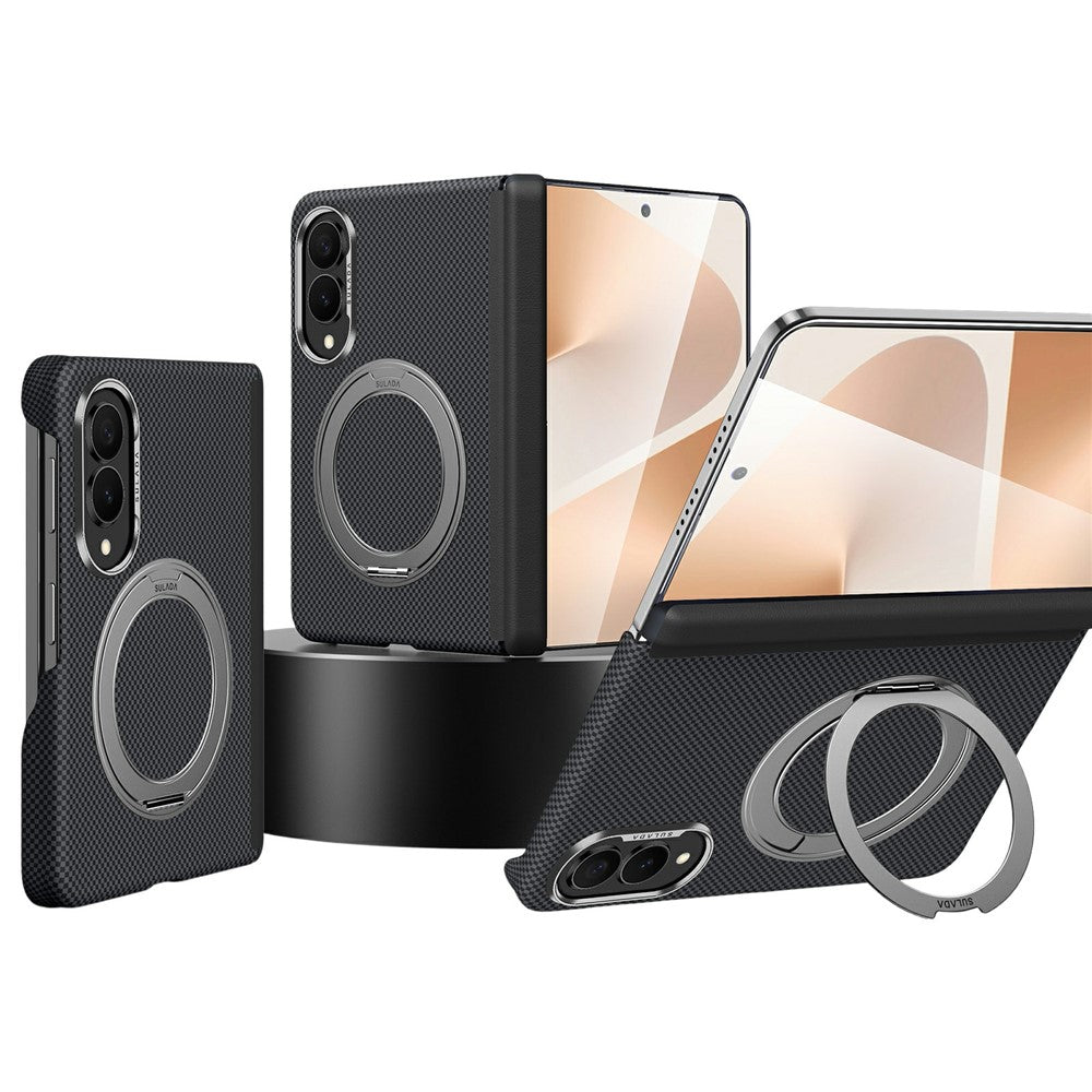 SULADA For Samsung Galaxy Z Fold8 Kickstand Magnetic Case Kevlar Grid Textured Anti Fingerprint PC Phone Cover
