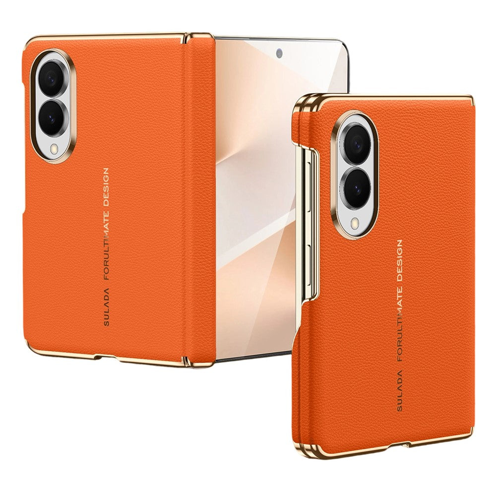 SULADA for Samsung Galaxy Z Fold8 Magnetic Case Dual-Axis Design Hinge Protection Genuine Cow Leather + PC Phone Cover