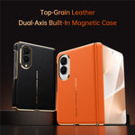 SULADA for Samsung Galaxy Z Fold8 Magnetic Case Dual-Axis Design Hinge Protection Genuine Cow Leather + PC Phone Cover