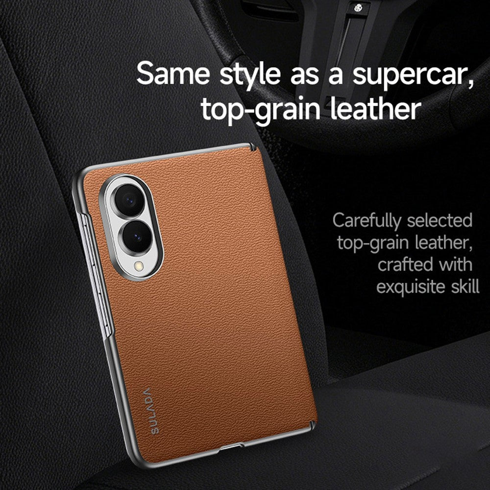SULADA For Samsung Galaxy Z Fold8 Case Genuine Cow Leather Frameless Phone Back Cover