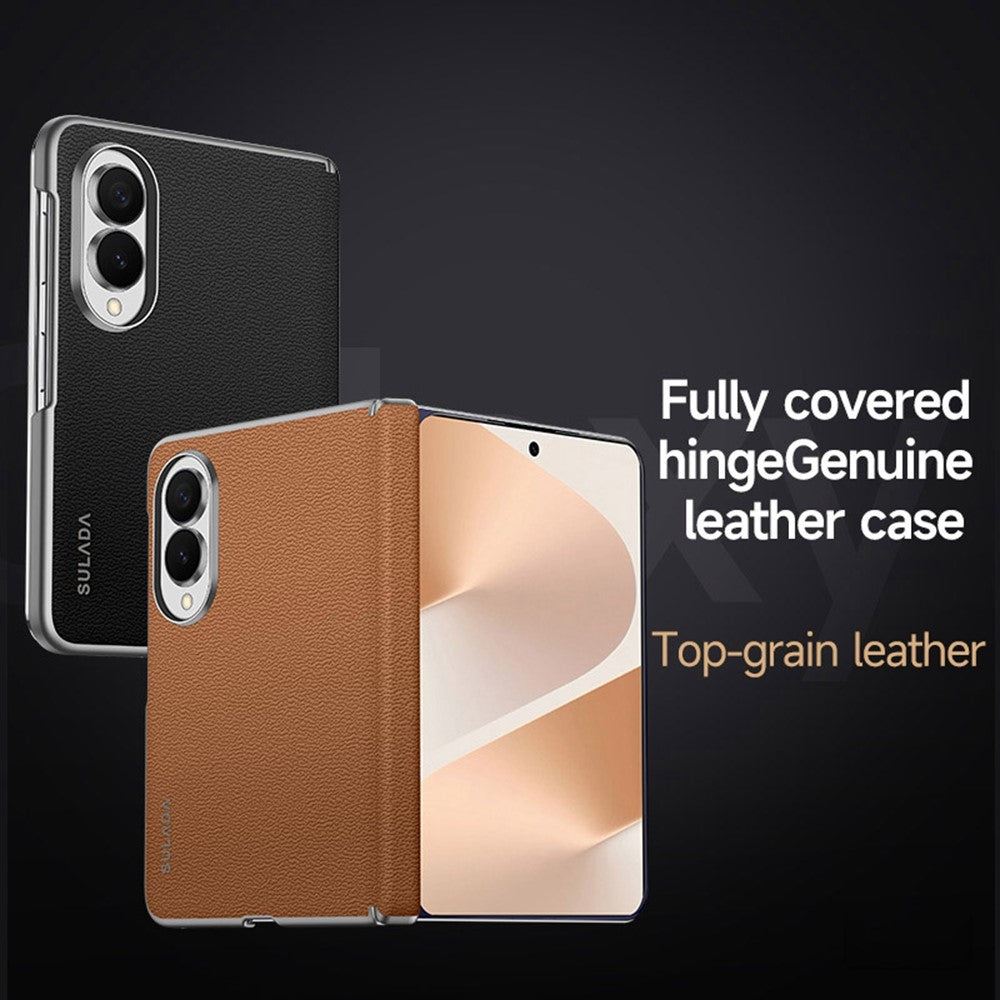 SULADA For Samsung Galaxy Z Fold8 Case Genuine Cow Leather Frameless Phone Back Cover