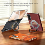 SULADA for Samsung Galaxy Z Fold8 Magnetic Case 360° Rotating Ring Kickstand Golden Mountain Pattern PC Slim Phone Cover