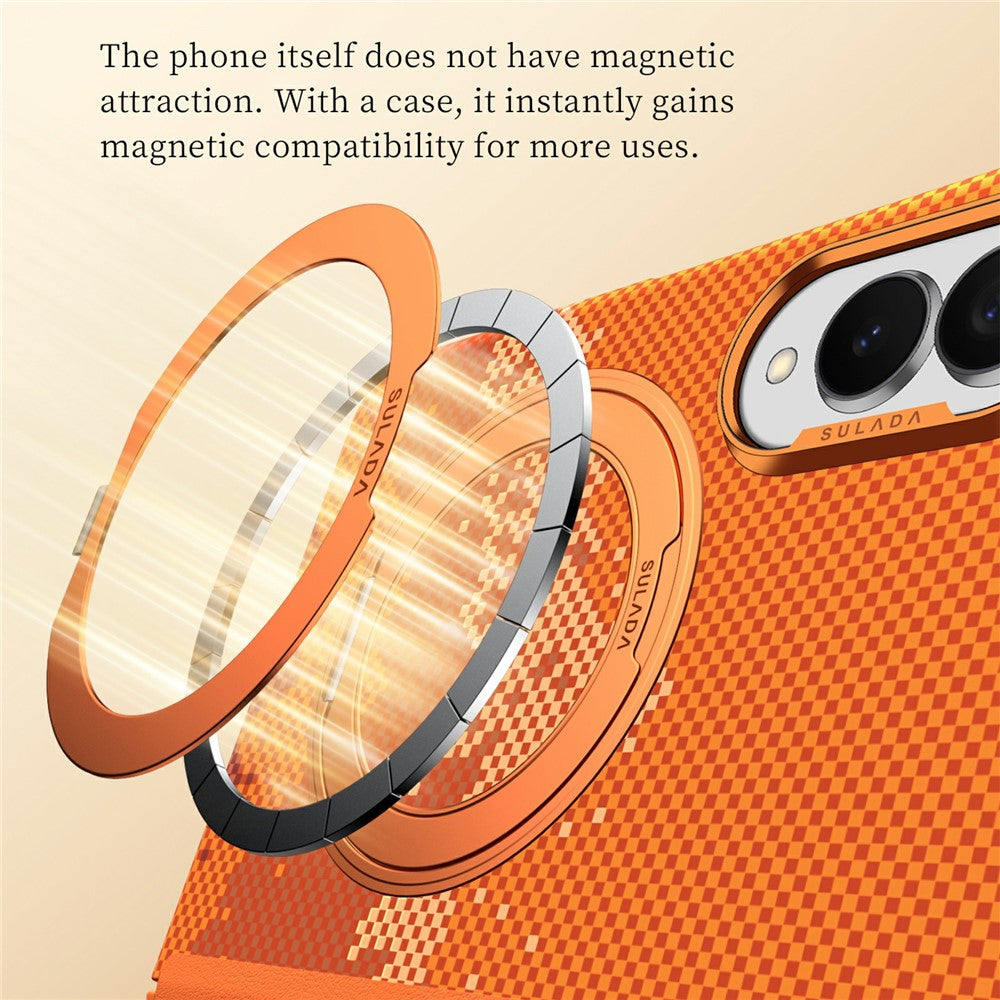 SULADA for Samsung Galaxy Z Fold8 Magnetic Case 360° Rotating Ring Kickstand Golden Mountain Pattern PC Slim Phone Cover
