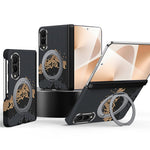 SULADA for Samsung Galaxy Z Fold8 Magnetic Case 360° Rotating Ring Kickstand Golden Mountain Pattern PC Slim Phone Cover