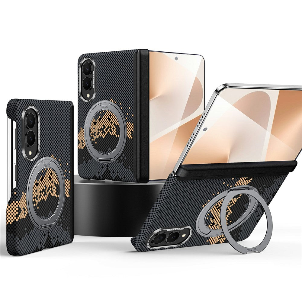 SULADA for Samsung Galaxy Z Fold8 Magnetic Case 360° Rotating Ring Kickstand Golden Mountain Pattern PC Slim Phone Cover