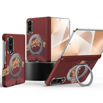 SULADA for Samsung Galaxy Z Fold8 Magnetic Case 360° Rotating Ring Kickstand Golden Mountain Pattern PC Slim Phone Cover