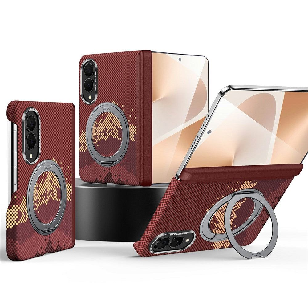 SULADA for Samsung Galaxy Z Fold8 Magnetic Case 360° Rotating Ring Kickstand Golden Mountain Pattern PC Slim Phone Cover