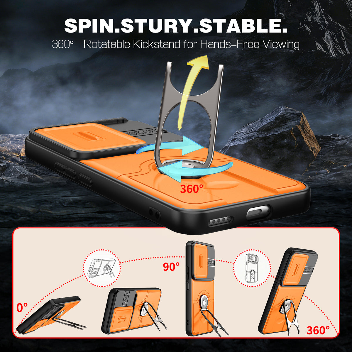 For Honor 400 Pro 5G (Global) Case with Slide Camera Cover Kickstand PC + TPU Protective Phone Shell