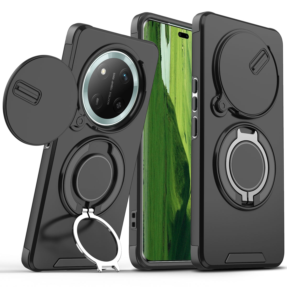 For Honor Magic7 Lite 5G / Honor X9c 5G / Honor X60 Pro 5G Case with Slide Camera Cover Kickstand PC + TPU Protective Phone Shell
