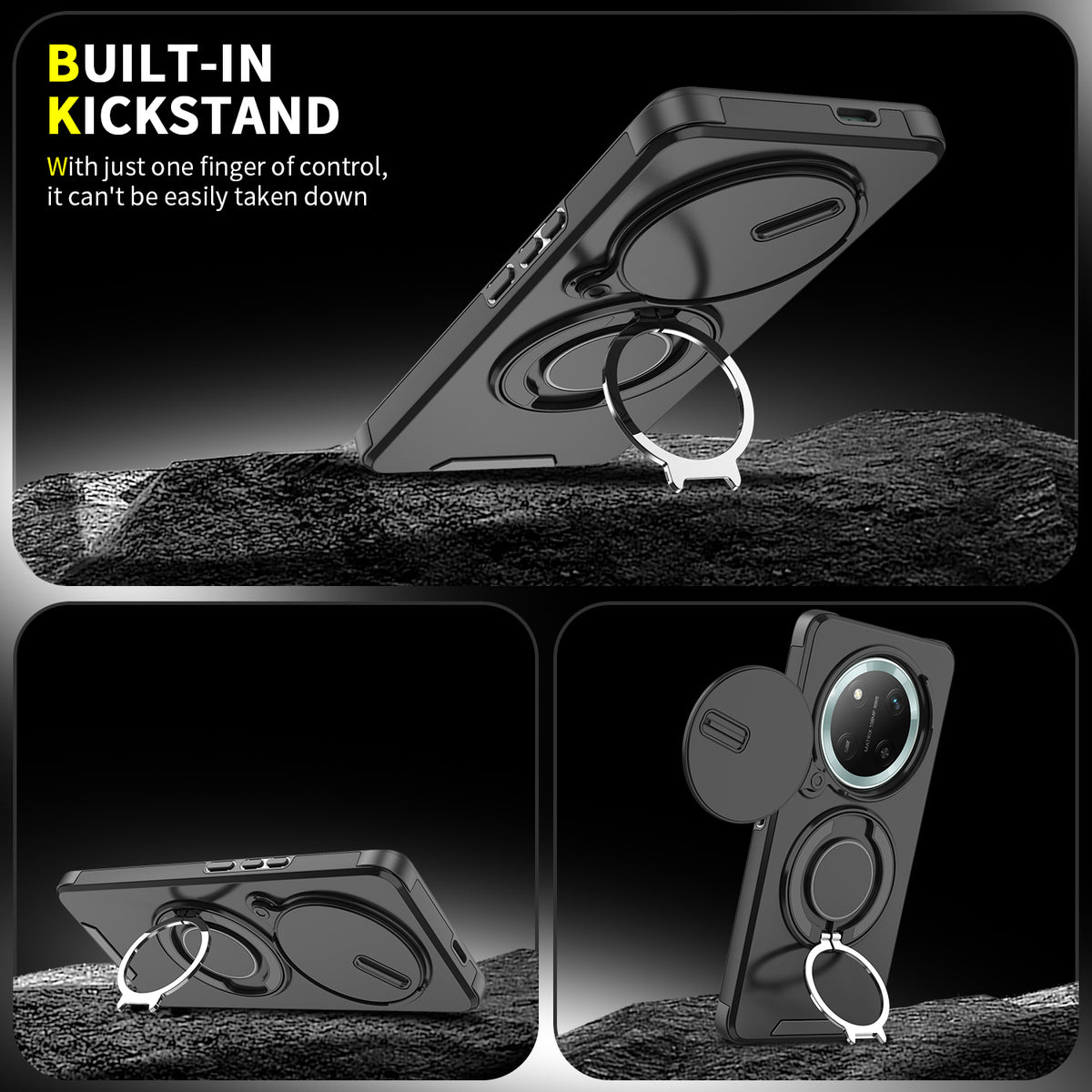 For Honor Magic7 Lite 5G / Honor X9c 5G / Honor X60 Pro 5G Case with Slide Camera Cover Kickstand PC + TPU Protective Phone Shell