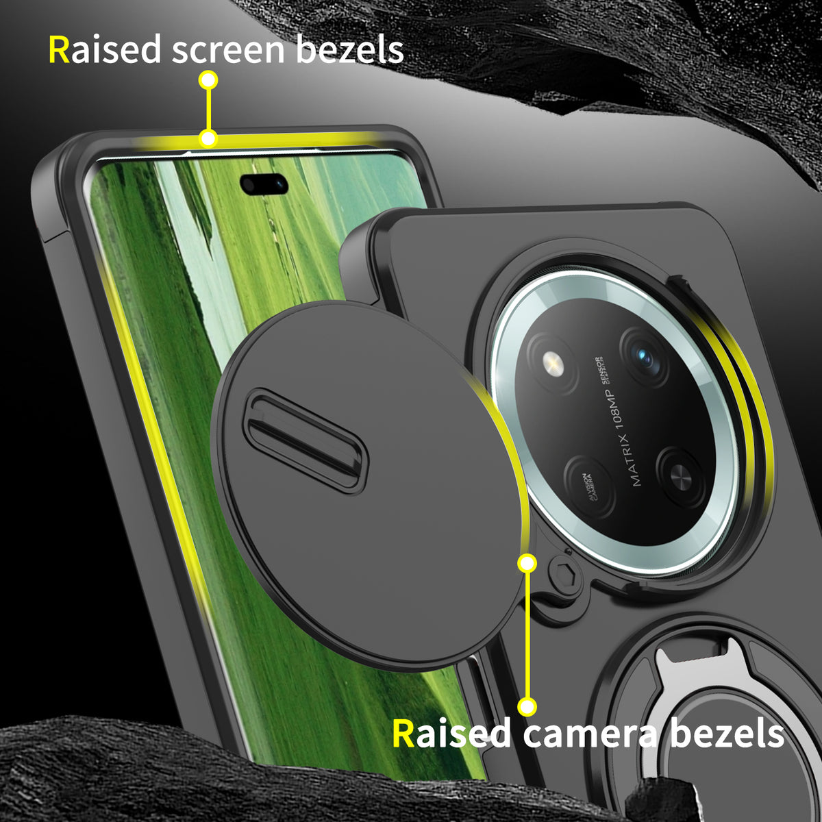 For Honor Magic7 Lite 5G / Honor X9c 5G / Honor X60 Pro 5G Case with Slide Camera Cover Kickstand PC + TPU Protective Phone Shell