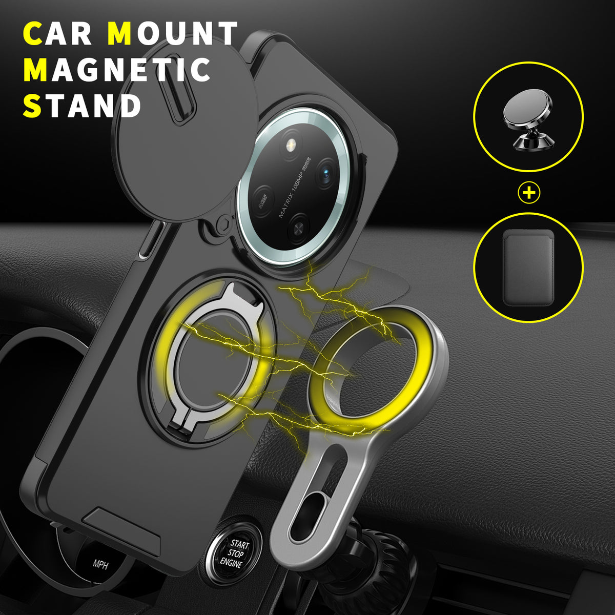 For Honor Magic7 Lite 5G / Honor X9c 5G / Honor X60 Pro 5G Case with Slide Camera Cover Kickstand PC + TPU Protective Phone Shell