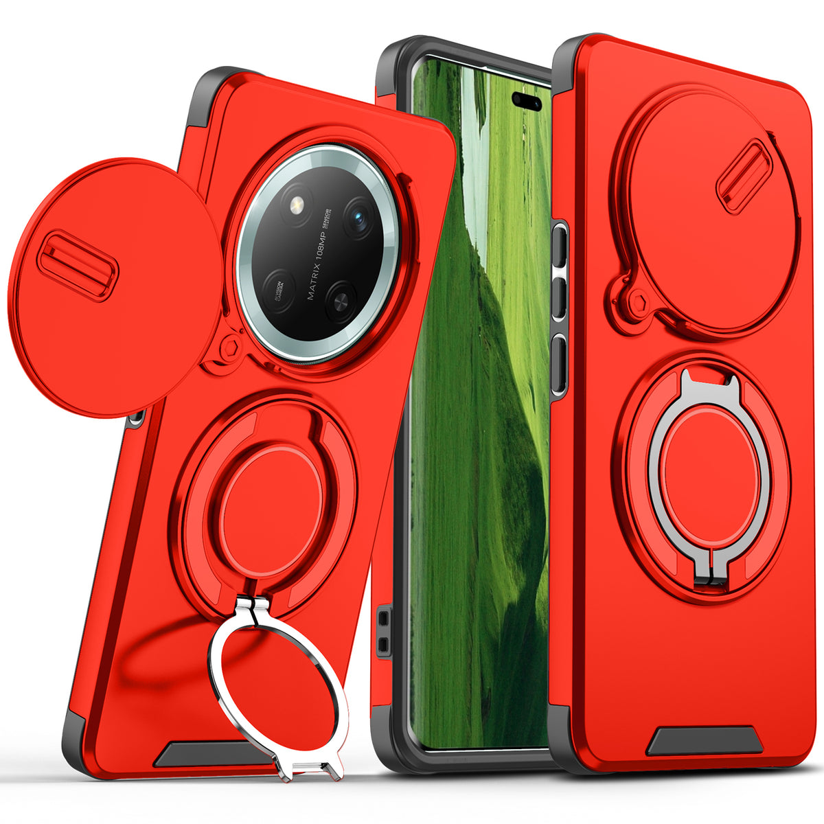 For Honor Magic7 Lite 5G / Honor X9c 5G / Honor X60 Pro 5G Case with Slide Camera Cover Kickstand PC + TPU Protective Phone Shell